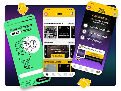 HEY ALEX app concert graphic design mobile music tickets ui design ux design