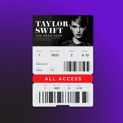 Taylor Swift Ticket Concert Design Concept branding button buttons concert ticket design digital dribbble graphic design illlustration illustration logo mockup shot ticket ui vector