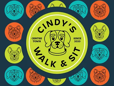 Logo for Dog Walking Business branding dog dogwalker illustration logo tennis ball walk