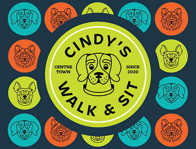 Logo for Dog Walking Business branding dog dogwalker illustration logo tennis ball walk