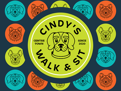 Logo for Dog Walking Business branding dog dogwalker illustration logo tennis ball walk