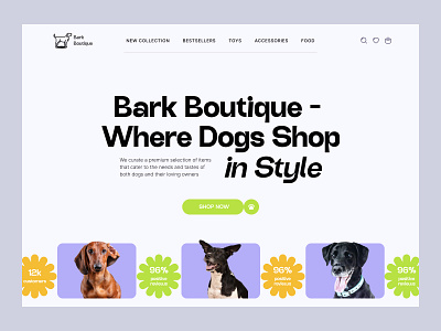 Bark Boutique - Hero catchy creative graphic design hero landing landing ui pets site ui uiux ux web web design website