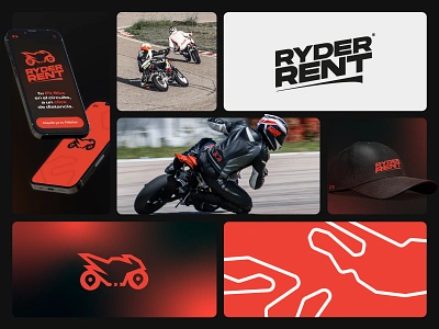 Ryder Rent, motorcycle pit bike brand identity. 3d animation branding clean cycles design gp graphic design illustration logo minimal moto moto gp motorcycle pit bike pitbike ui vector visual