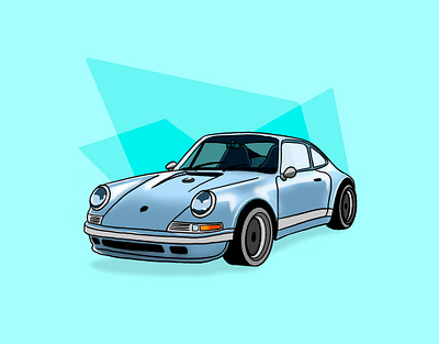 Porsche 911 Illustration 911 blue car illustration porsche