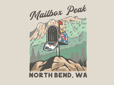 Mailbox Peak - Northbend WA design illustration mailboxpeak mountain northbend outdoor retro t shirt vector