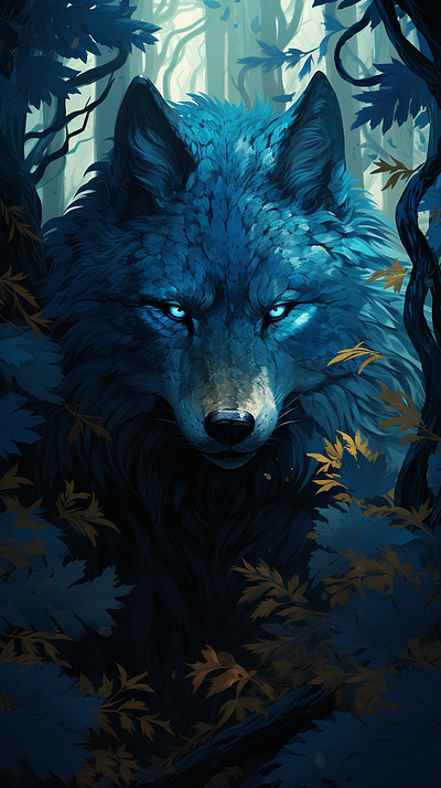 Japanese Art - 4 Seasons of Wolf digital art japanese art wolf wolf in woods