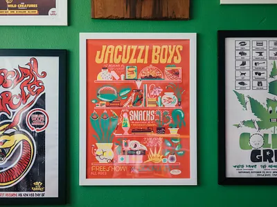 Jacuzzi Boys Show Poster Design concert poster design gig poster hand lettering illustration lettering plants poster design poster designer