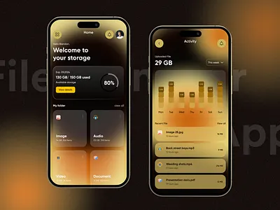 File Manager App Design app design clean cloud app design file manager files folder google drive ios manager mobile app mobile ui storage storage app trending ui ui design ui trends uiux design ux