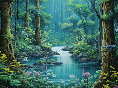 Japanese Art - Forests & Rivers art digital art forests japanese art rivers