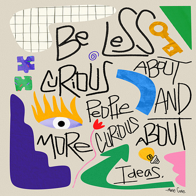 Marie Curie Quote abstract shapes collage curiosityart doodles marie curie playful shapes