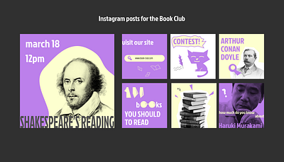 Instagram Posts Design for the Book Club branding design graphic design illustration logotype social media design typography ui vector