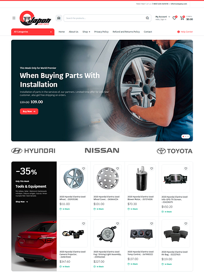 Japon Cars Parts - Wordpress WooCommerce branding cms design graphic design ux website woocommerce wordpress