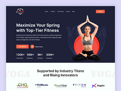 Yoga Web Header branding design excercise exploration fitness gym health homepage landing page logo minimal simple training ui ux website weightloss workout yoga yoga website