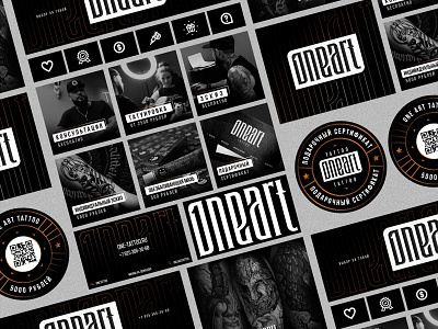 One art - firm style for tattoo studio 1 barbershop logo brand design branding bussiness card corporative identity firm style gothic letter lettering logo logotype modern one tattoo firm style tattoo identity tattoo lettering tattoo logo typography visit card