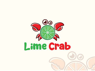 Lime Crab Logo 3d combination logo crab logo creative logo lemon logo lime crab logo lime logo minimal logo simple logo unique logo ux vector wordmark logo