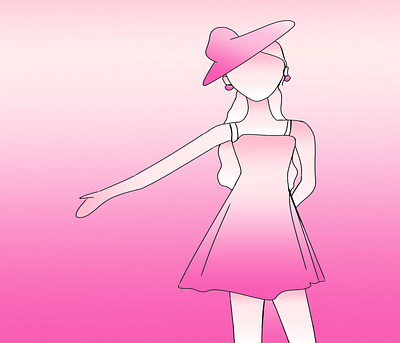 Pink Hat Girl 2d art artwork cartoon character character design design drawing girl graphic design illustration pink vector vintage