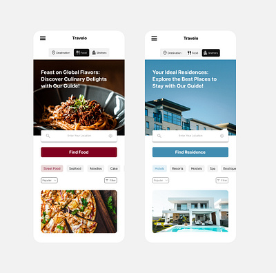 Travelo app foodapp travel app ui