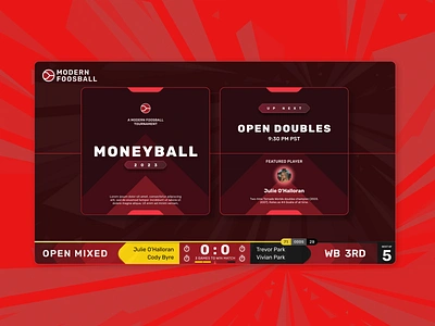 Modern Foosball - Next up card + Scoreboard brand broadcast design designer foosball graphic design illustration lower third modern overlay red score scoreboard sports streaming ui vector video web youtube