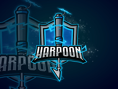 Harpoon Gaming Mascot Logo cartoon discord logo gaming harpoon harpoon mascot logo logo mascot logo portrait stream stream logo thunder thunder mascot logo twitch vector