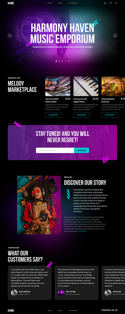 Harmony Haven Music Emporium design drums figma guitar harmony keyboard music shop site ui ux web