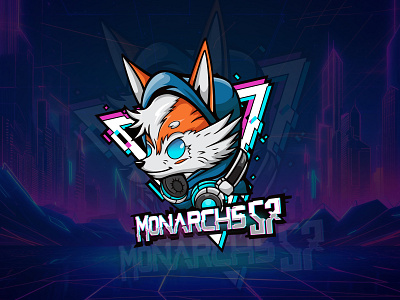 Fox Mascot Logo 3d art branding cartoon cyberpunk discord discord logo fox fox logo fox mascot logo futuristic graphic design logo orange twitch vector