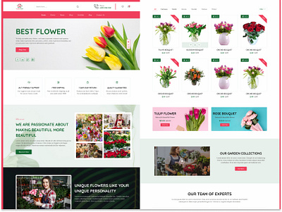 Flower Shop Website Landing page ecommerce florists flower shop landing page ui website