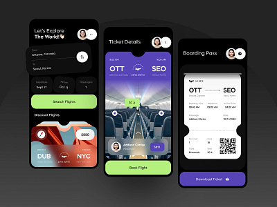 Online Ticket Booking App Design app branding design graphic design ux vector