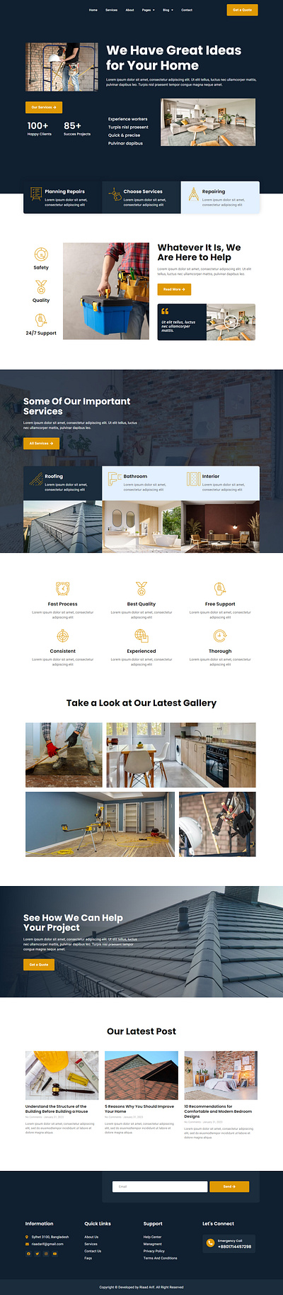 Renovation Services Website behance brand branding design dribble elementor pro elementor website landing page responsive ui ui design ux design web web design website website design wordpress wordpress elementor wordpress landing wordpress website