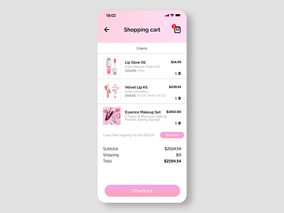 DailyUI 58: Shopping Cart app branding cart checkout dailyui dailyui58 design ecommerce illustration makeup payment products shopping typography ui ux website