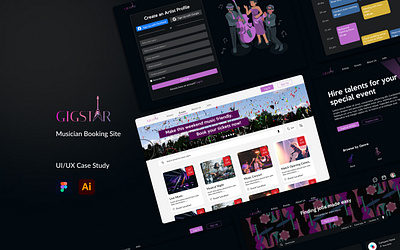 GigStar - Online Musician Booking Platform case study figma mobile app musician booking prototyping ui user persona user research web app wireframing