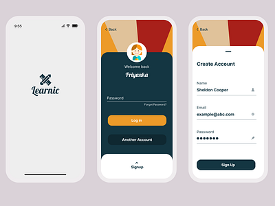 Signup/login page app design app screen dailyui design discover dribbble e learning app figma inspiration login signup ui ui design uiux user interface