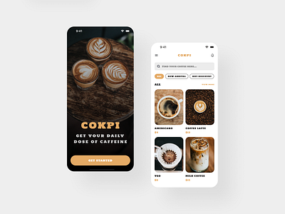 COKPI - Coffee Mobile App clean coffee coffee delivery delivery delivery app design drink fast food food app food design food mobile app market place mobile coffee shop mobile design mobile ui online coffee app online food order app starbuck ui ui design
