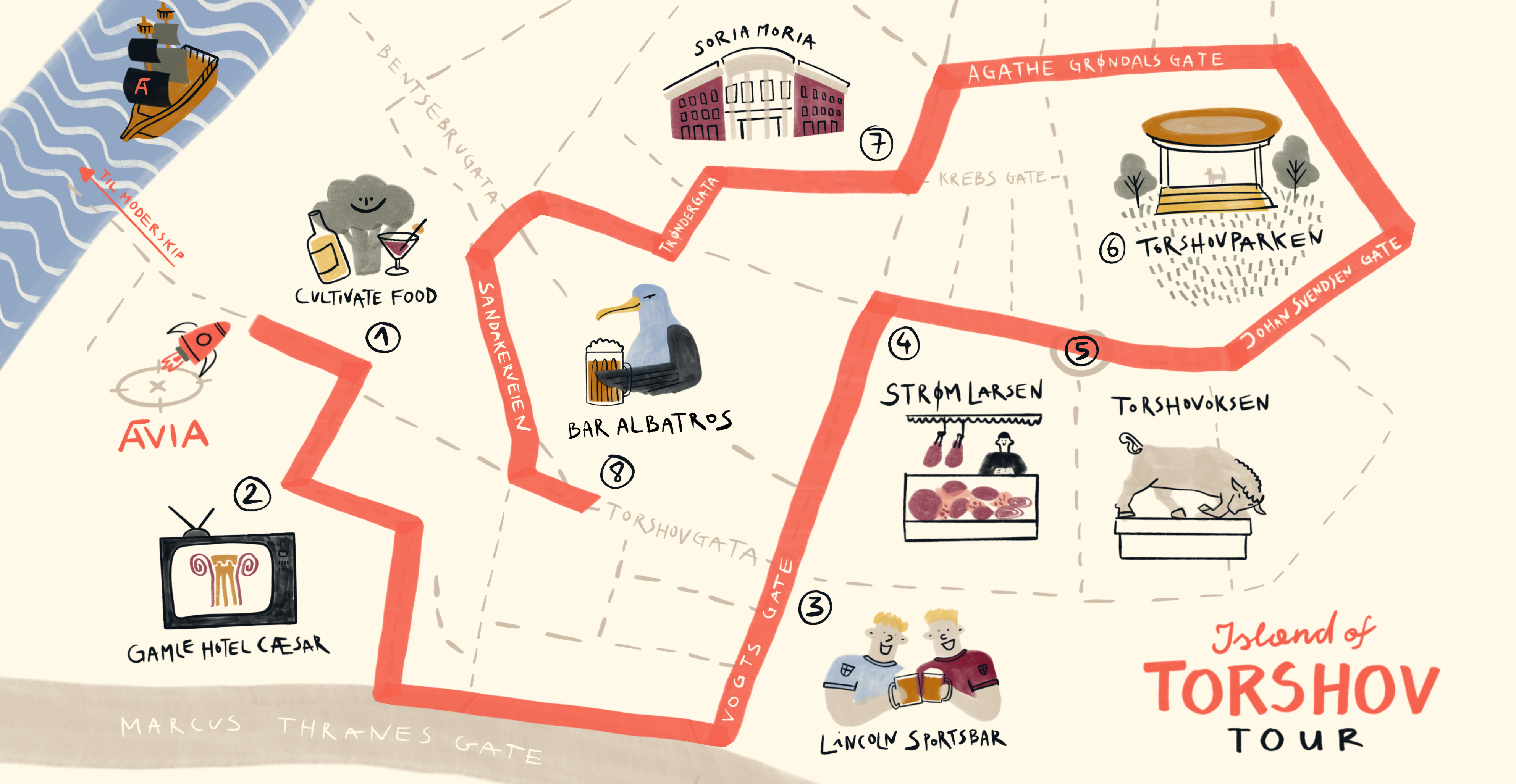 Tour the Oslo - map graphic design illustartion map procreate