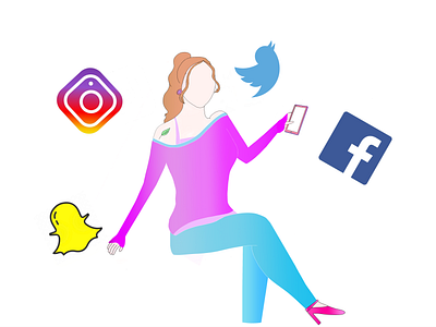 Social media 2d app art artwork cartoon character design girl graphic design illustration logo media mobile pink procreate social media ui vector