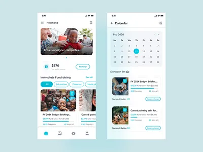 Helphand - Charity, Donation & Fundraising App UI Kit charity covid donate foundation fundraise ngo non profit organization volunteer