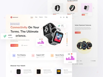 Smart Watch E-commerce Landing Page UI 3d animation branding digitalwristwear ecommerce graphic design landingpagedesign logo motion graphics onlinestore responsiveui shoppingapp smartwatch techfashion ui userinterface wearabletechnology