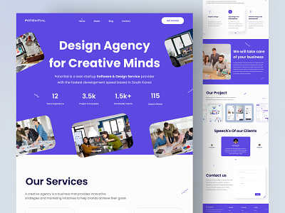 Potential Agency Landing Page agency creative agency design agency digital agency landing page ui ux website design