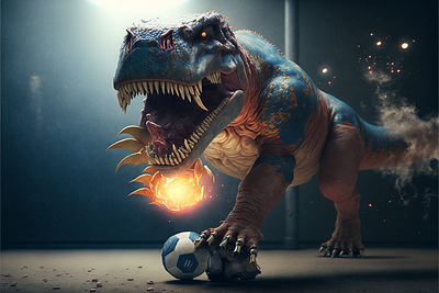 Dinosaur Playing Football animation graphic design