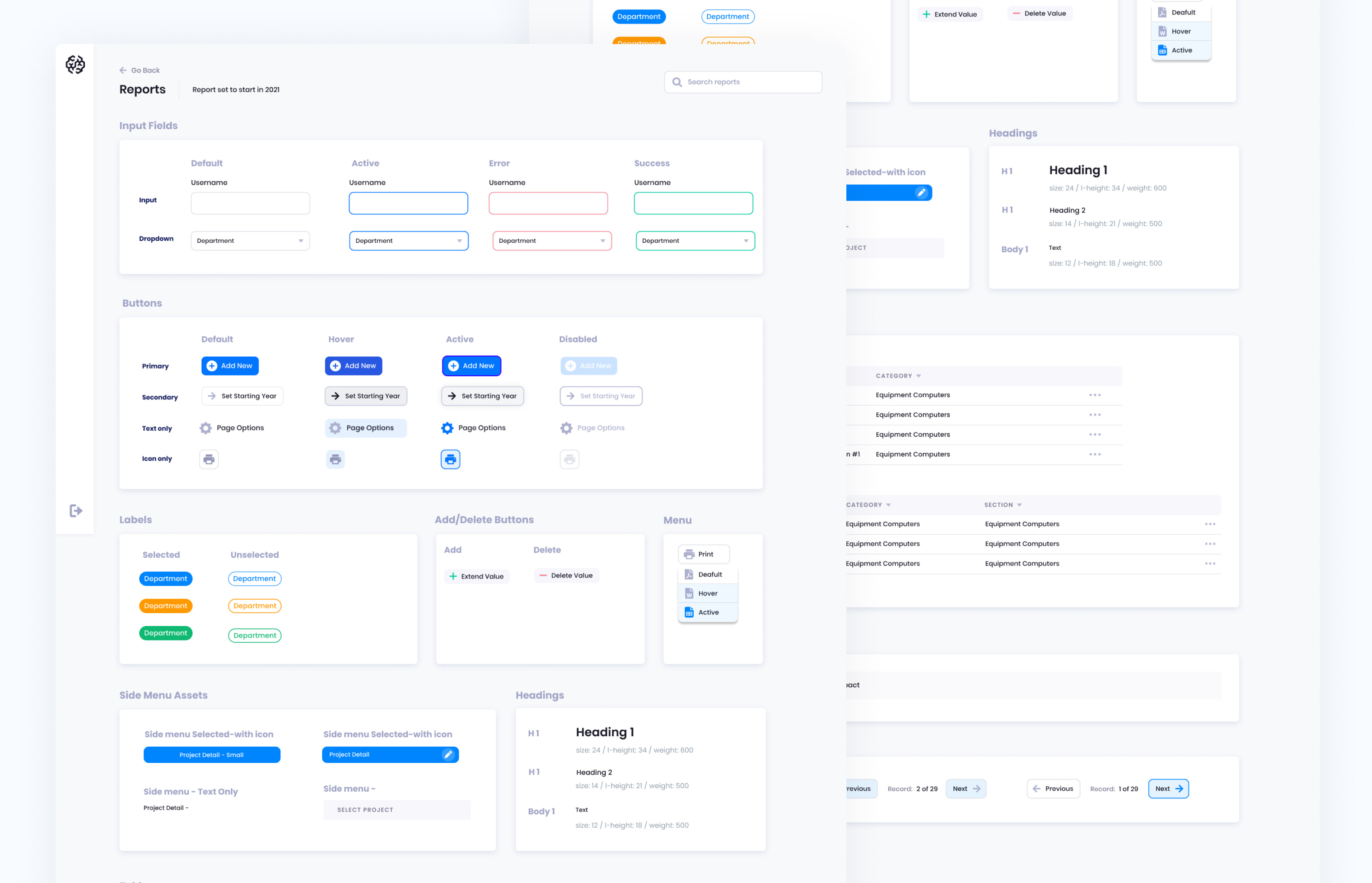 Design System Stylesheet in Figma app clean design illustration ui web website white