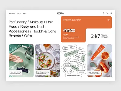 KORA - beauty store account branding catalog clean e commerce ecommerce graphic design illustration logo main page online shop online store product store ui ux