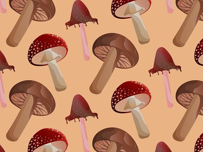 Mushrooms pattern graphic design illustration mushrooms pattern vector