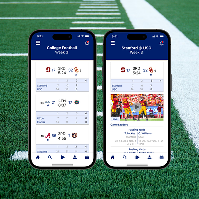 Daily UI College Football App app dailyui design ios ui uidesign userinterface ux uxdesign