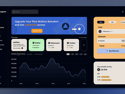 Crypto Web Design app art branding cryptocurrency cypto design designwork doller figma graphic design mobile resume trade ui uidesign uiux ux uxdesign web webapp