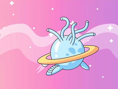 Infinite Float 2danimation after effects animation character float flying illustration infinite loop planets space stars sun