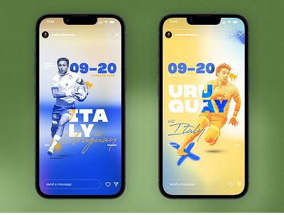 rugby world cup social media branding game day graphic design illustration instagram stories noise poster rugby social media sports stories world cup