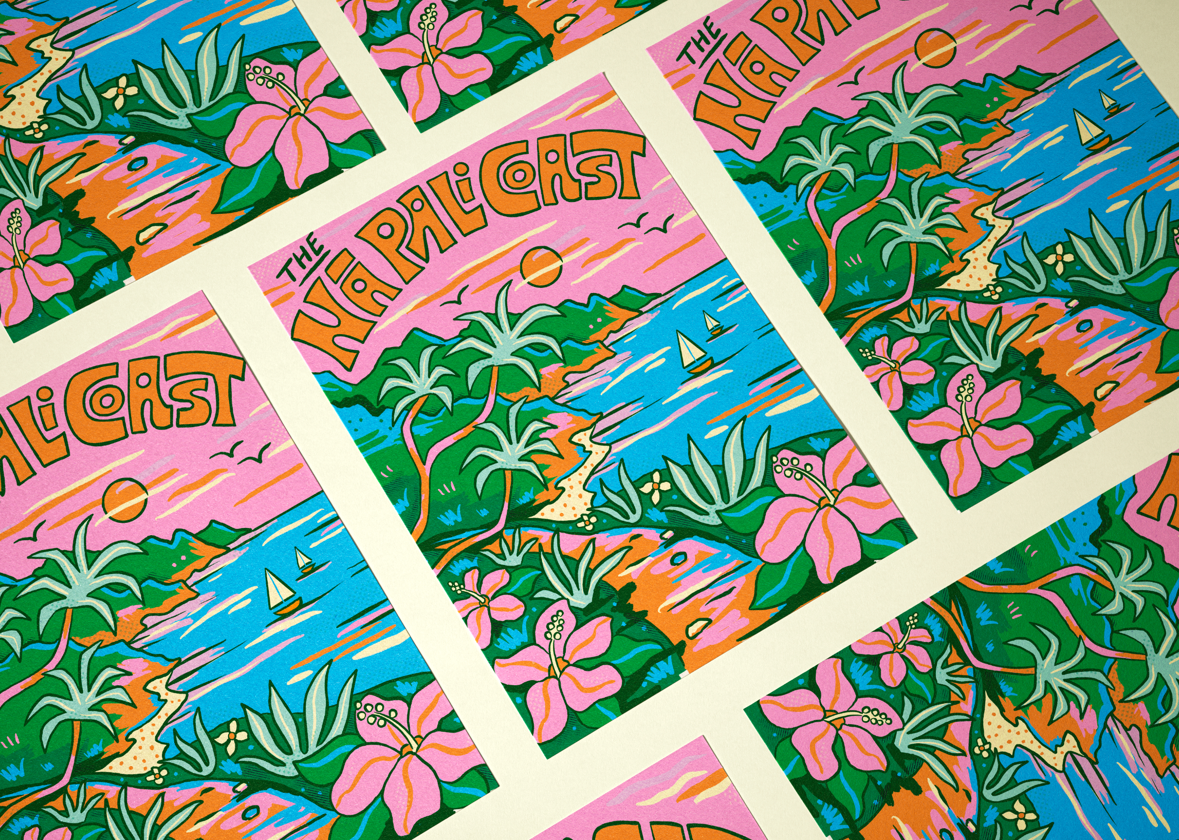 The Na Pali Coast Poster series branding flowers hawaii hike hiking illustration kauai landscape lettering mountains na pali coast nature ocean outdoors plants poster sail sailing summer vacation