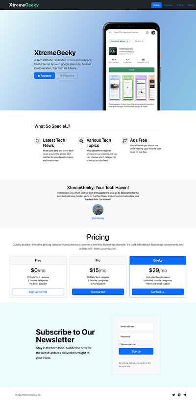 Landing Page for Apps PlayStore and AppStore bootstrap branding design graphic design landing page ui