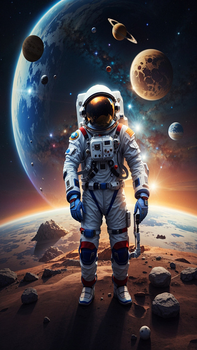 Astronaut & Universes astronaut beautiful colorful multiversed sky star universes