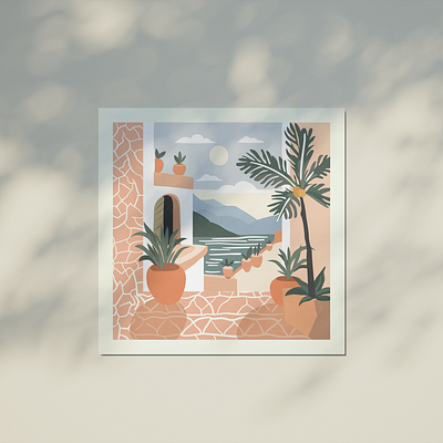 Amalfi Coast design fineart flat geometric illustration print vector