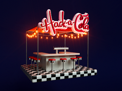 Mini Burning Man Camp 3d bar buringing man c4d cinema 4d cola mini miniature practice redshift soda stool